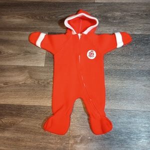 Vintage Footed Mittens Baby Santa Suit Retro Christmas 70s Sleeper Holiday Wear